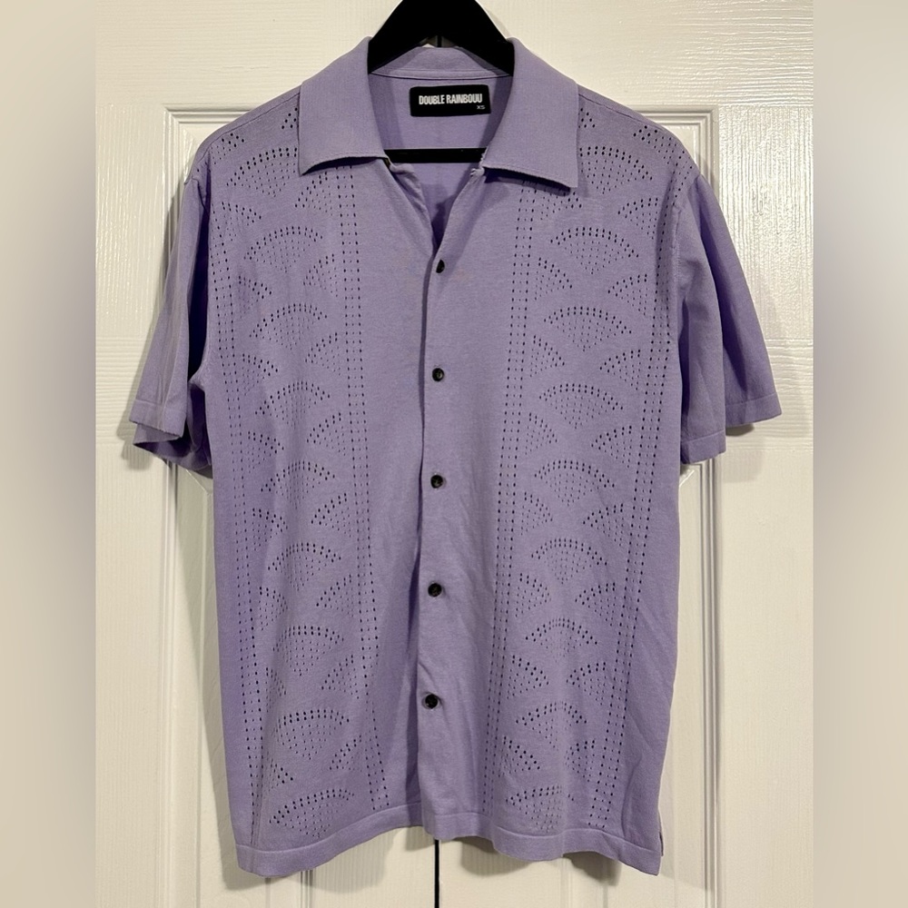 XS Double Rainbouu Lavender Retro Mens Shirt EUC